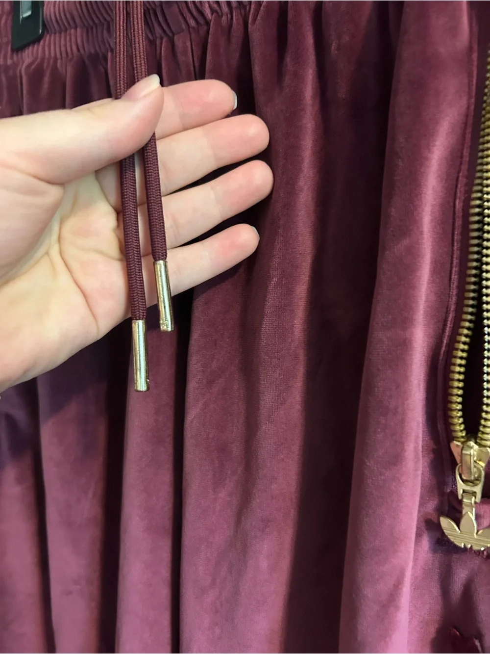 Urban Outfitters Bundle-Velour Track Pants with Gold Zip Accents - Wine